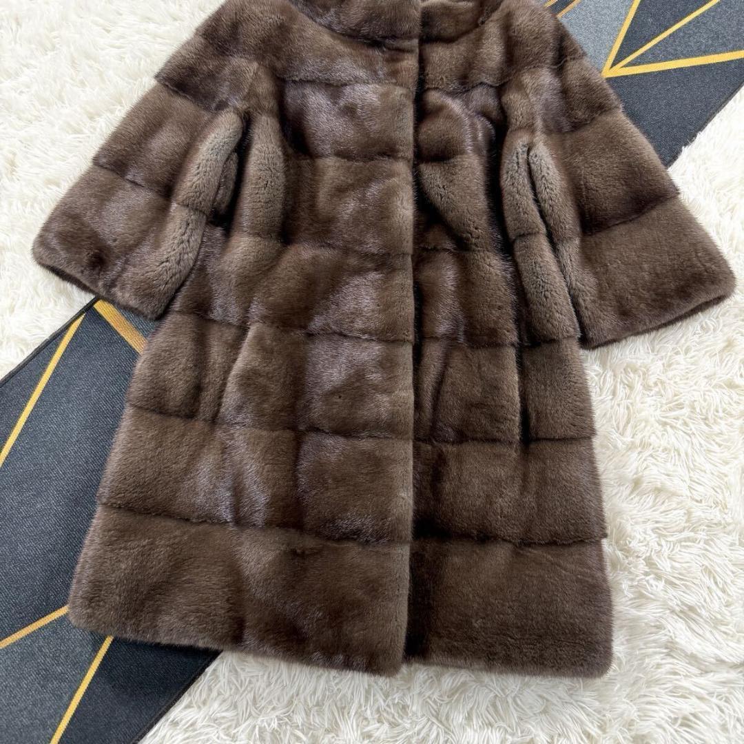 ペリーチェモーダ ミンク ブラウン系 コート L相当 七分袖 AA241