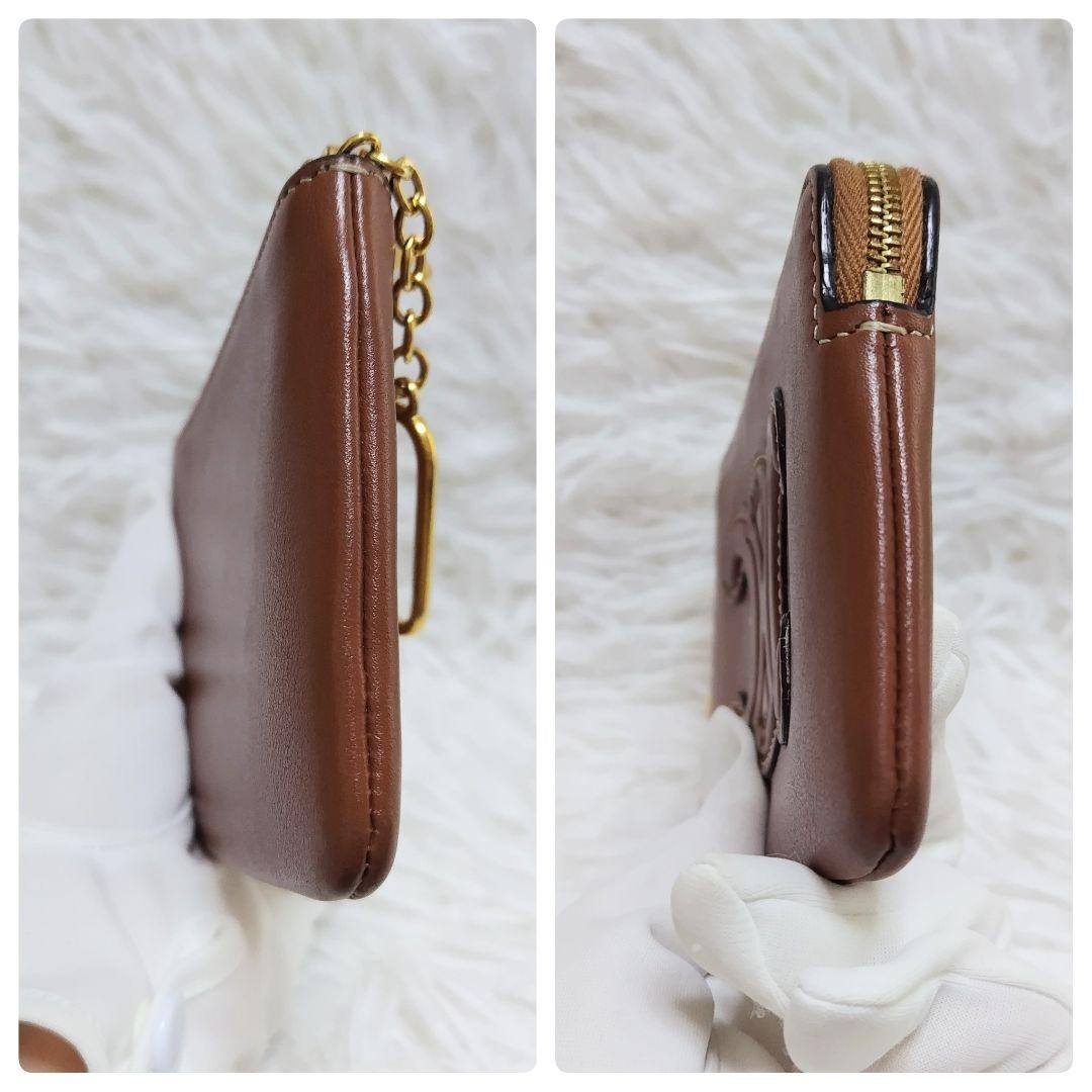 美品✨セリーヌ◇キュイルトリオンフケース　キーリング　ゴールド金具ブラウン