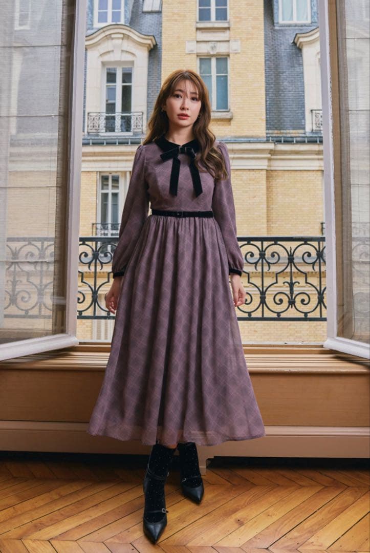 ワンピース Her Lip To Bristol Plaid Ribbon Dress