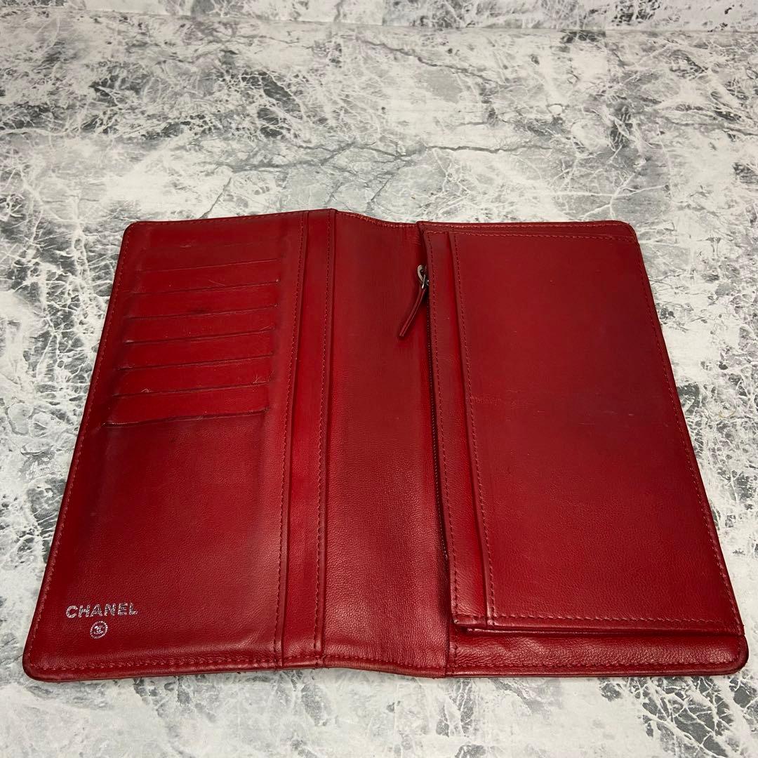 ✨CHANEL✨　シャネル　長財布　カメリア　赤　レッド
