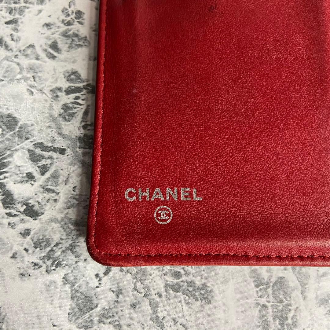 ✨CHANEL✨　シャネル　長財布　カメリア　赤　レッド