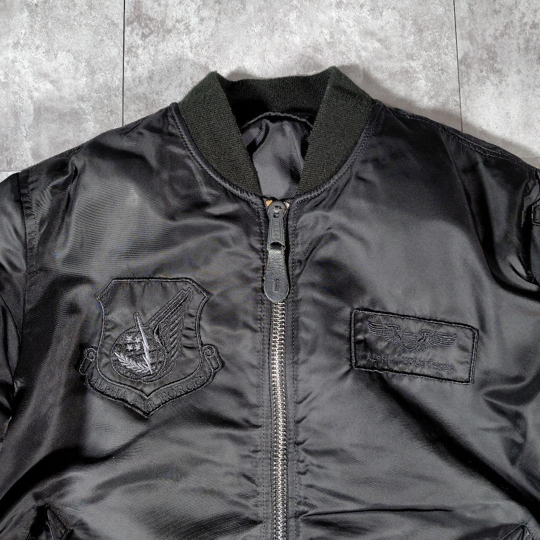 アルファインダストリーズ　パッチ付MA-1 フライトジャケット　リバーシブル　黒