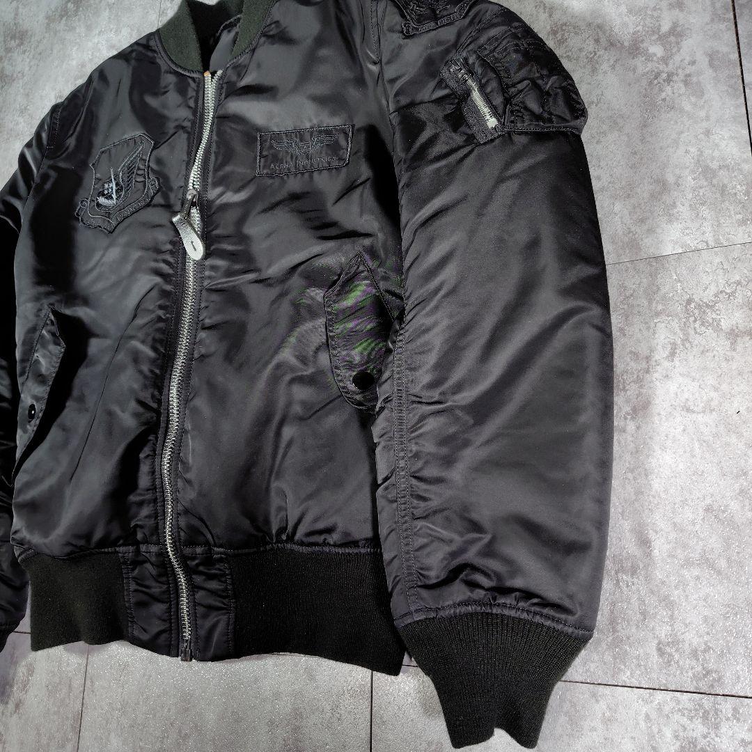 アルファインダストリーズ　パッチ付MA-1 フライトジャケット　リバーシブル　黒