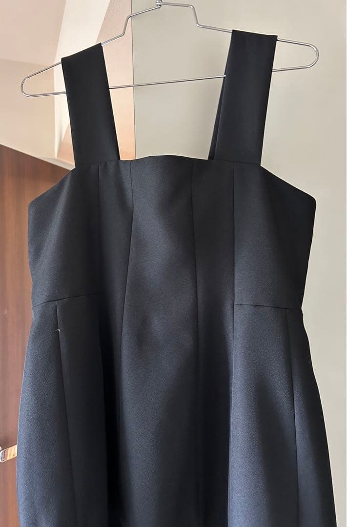 ブラック サロペット ワイドパンツ