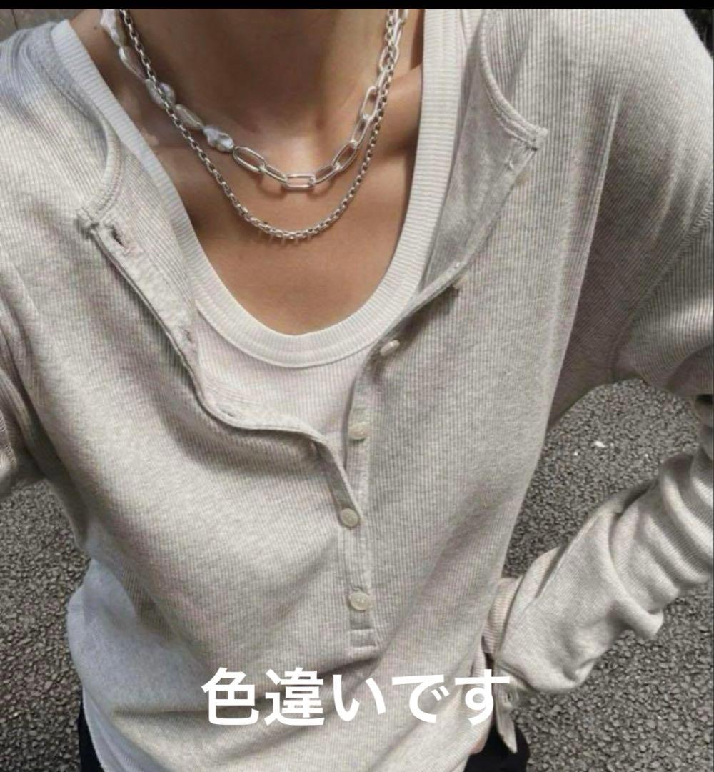 ETRE TOKYO オーコットテレコヘンリーネックトップス