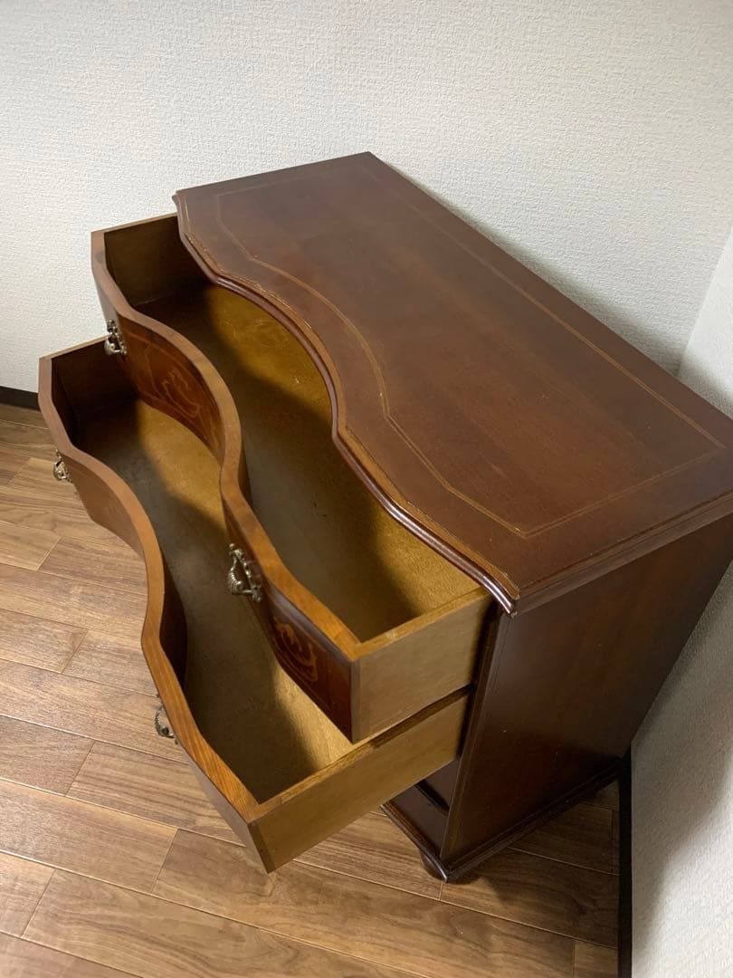 イタリア 4段チェスト 丸脚 象嵌 引き出し アンティーク調　収納　キャビネット