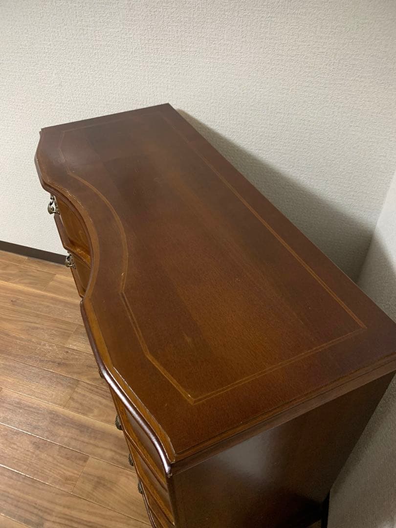 イタリア 4段チェスト 丸脚 象嵌 引き出し アンティーク調　収納　キャビネット