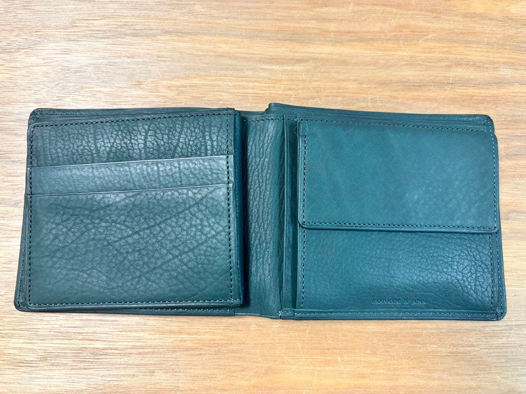 未使用◇CYPRIS◇キプリス◇レーニアカーフ 折財布◇グリーン◇定価2.5万