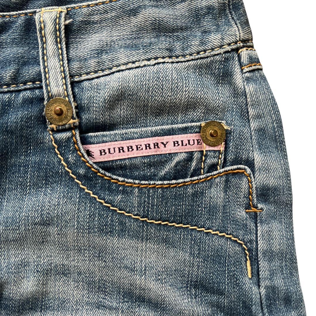 バーバリーブルーレーベル　デニムショートパンツ　ロゴ刺繍　Y2K