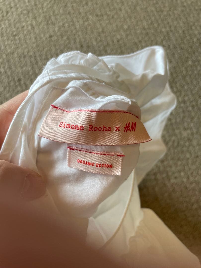 simone rocha× kidsキッズフリル付き白ドレスワンピース