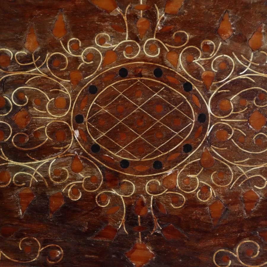 アジアンアンティーク 象嵌 チーク材 サイドテーブル 花台 飾り台