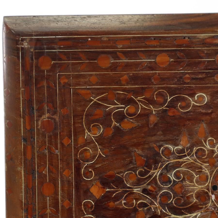 アジアンアンティーク 象嵌 チーク材 サイドテーブル 花台 飾り台