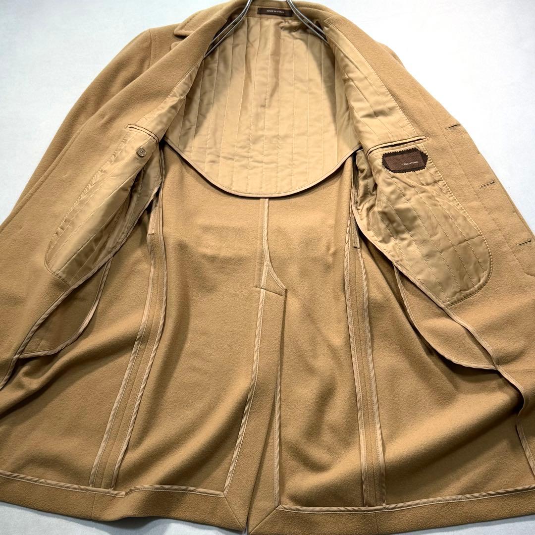 美品 タリアトーレ カシミヤ チェスターコート 比翼 キャメル 中綿入り