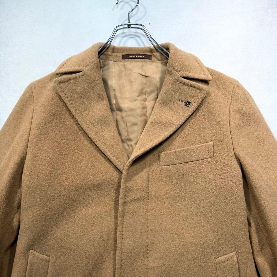 美品 タリアトーレ カシミヤ チェスターコート 比翼 キャメル 中綿入り