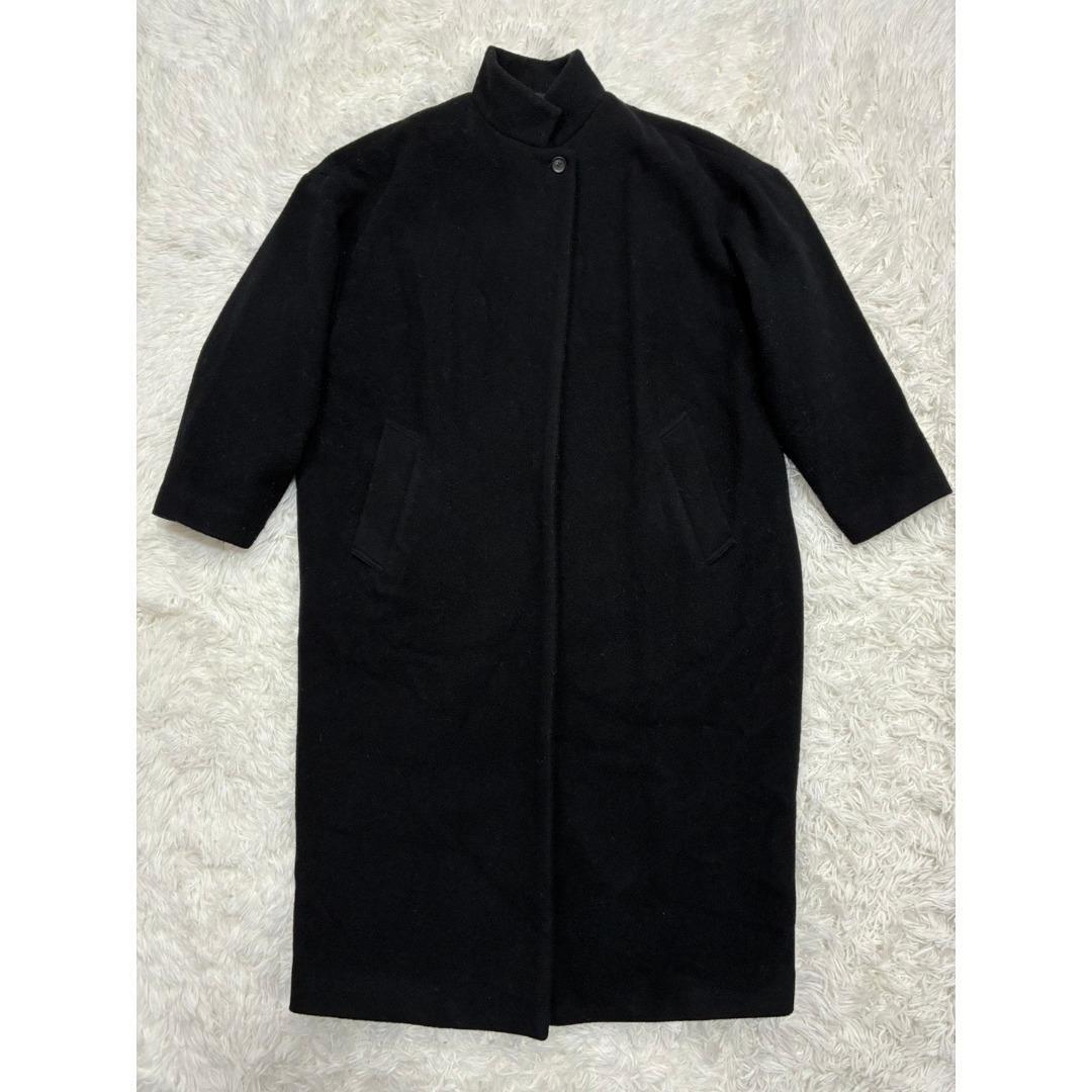 【美品✨】ミズイロインド スタンドカラー ロングコート ウール ブラック