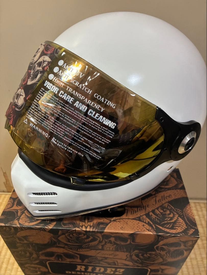 RIDEZ フルフェイスヘルメット　白ソリッドカラー