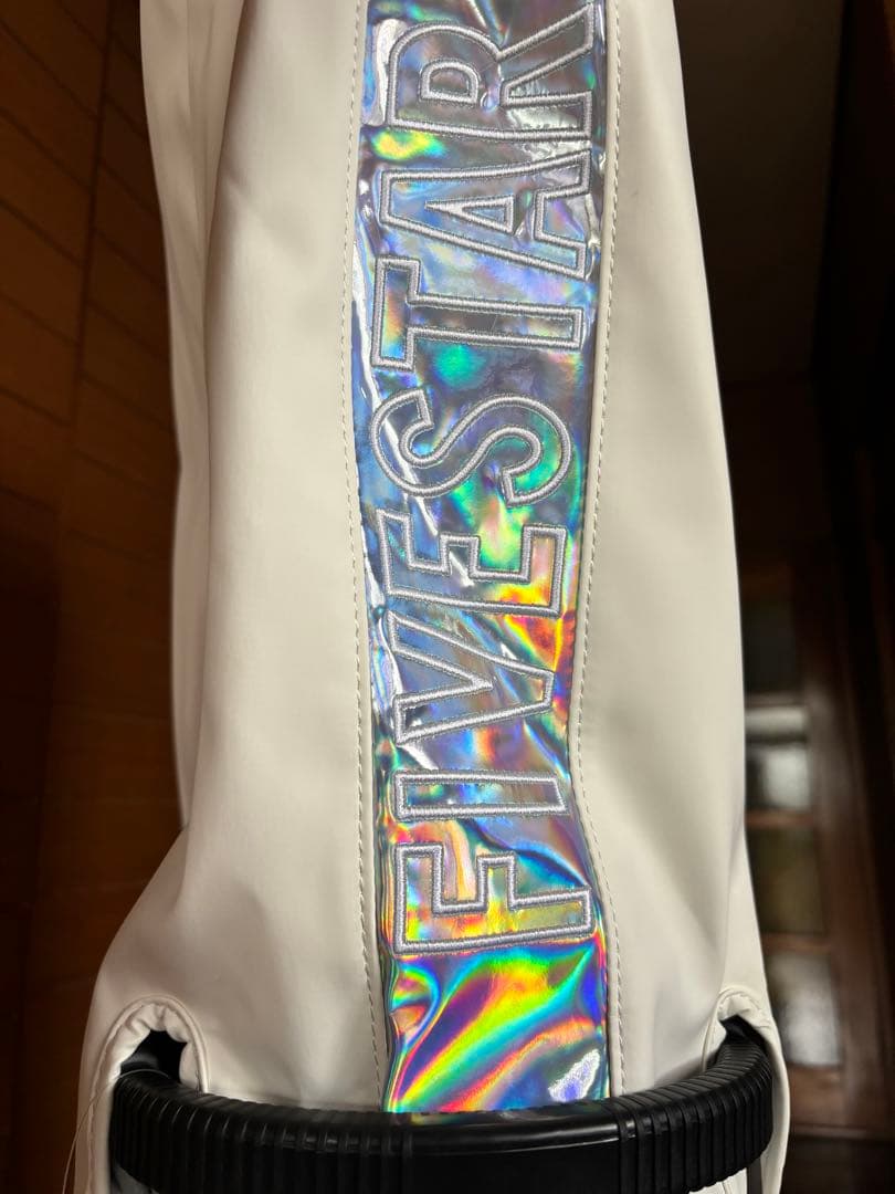 新品未使用☆タグ付き☆FIVESTAR☆ゴルフバッグ☆ホワイト☆星柄☆スタンド式