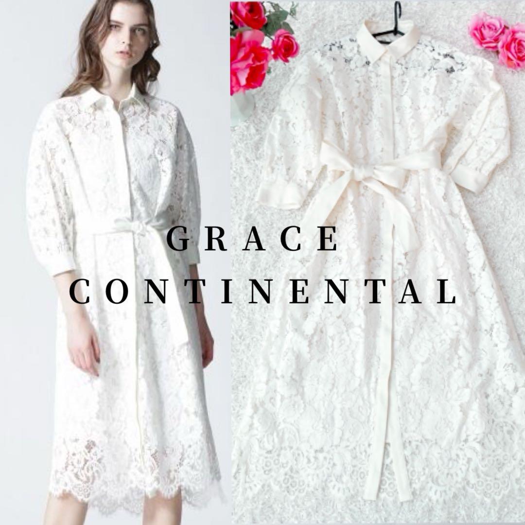 グレースコンチネンタル　コードレースシャツワンピース　ダイアグラム　フラワー
