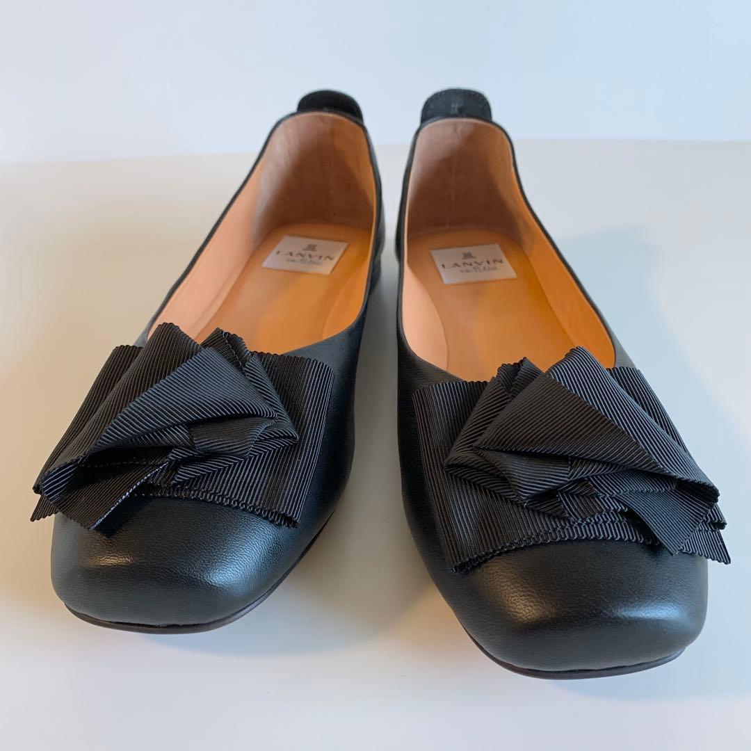 LANVIN en Bleu リボンモチーフ パンプス フラットシューズ25cm