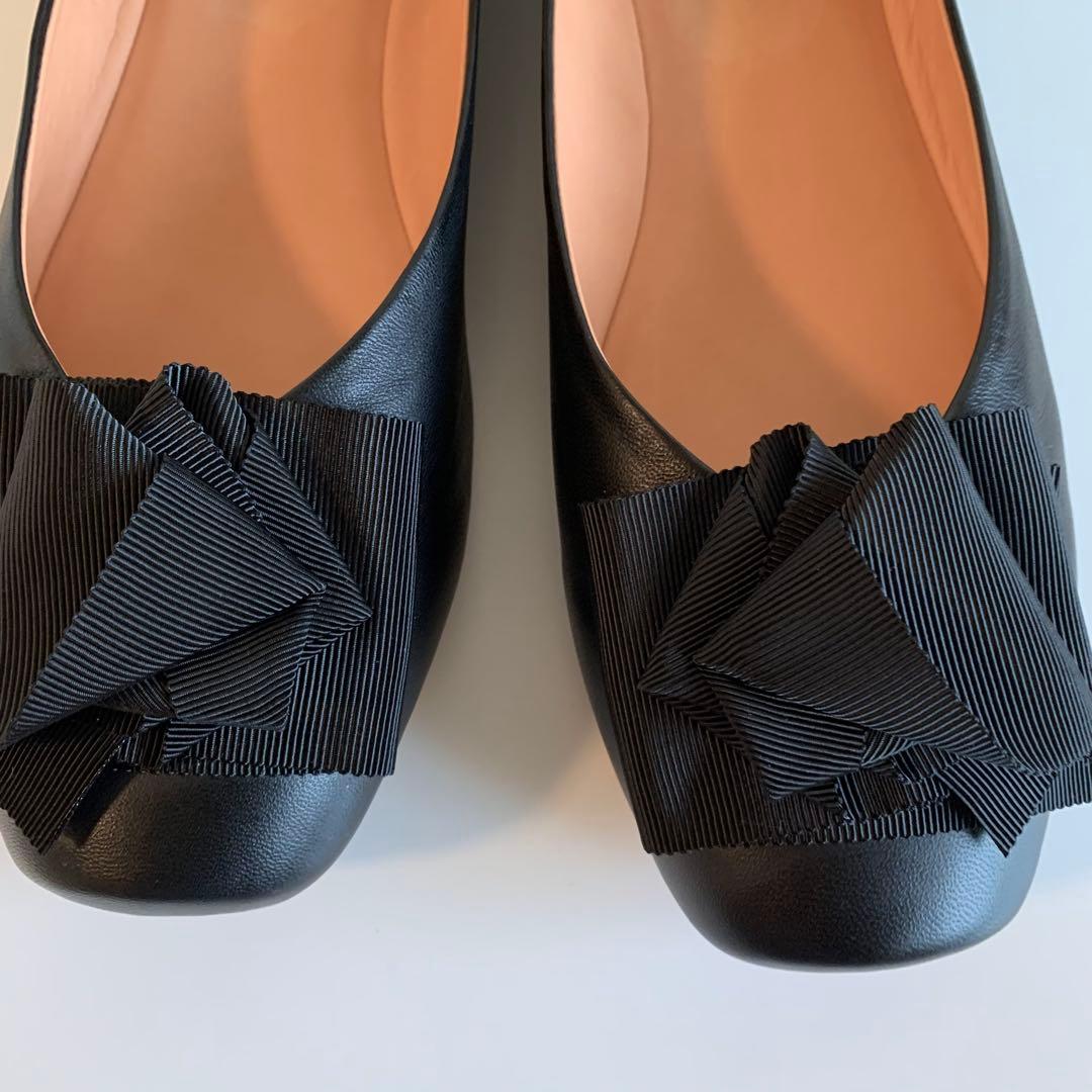 LANVIN en Bleu リボンモチーフ パンプス フラットシューズ25cm