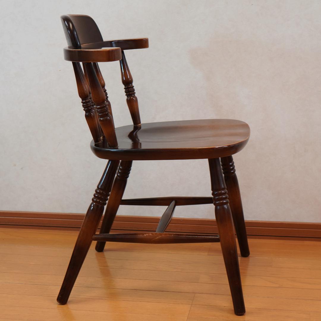 飛騨産業 キツツキマーク ウィンザーチェア アームチェア 木製 アンティーク 4