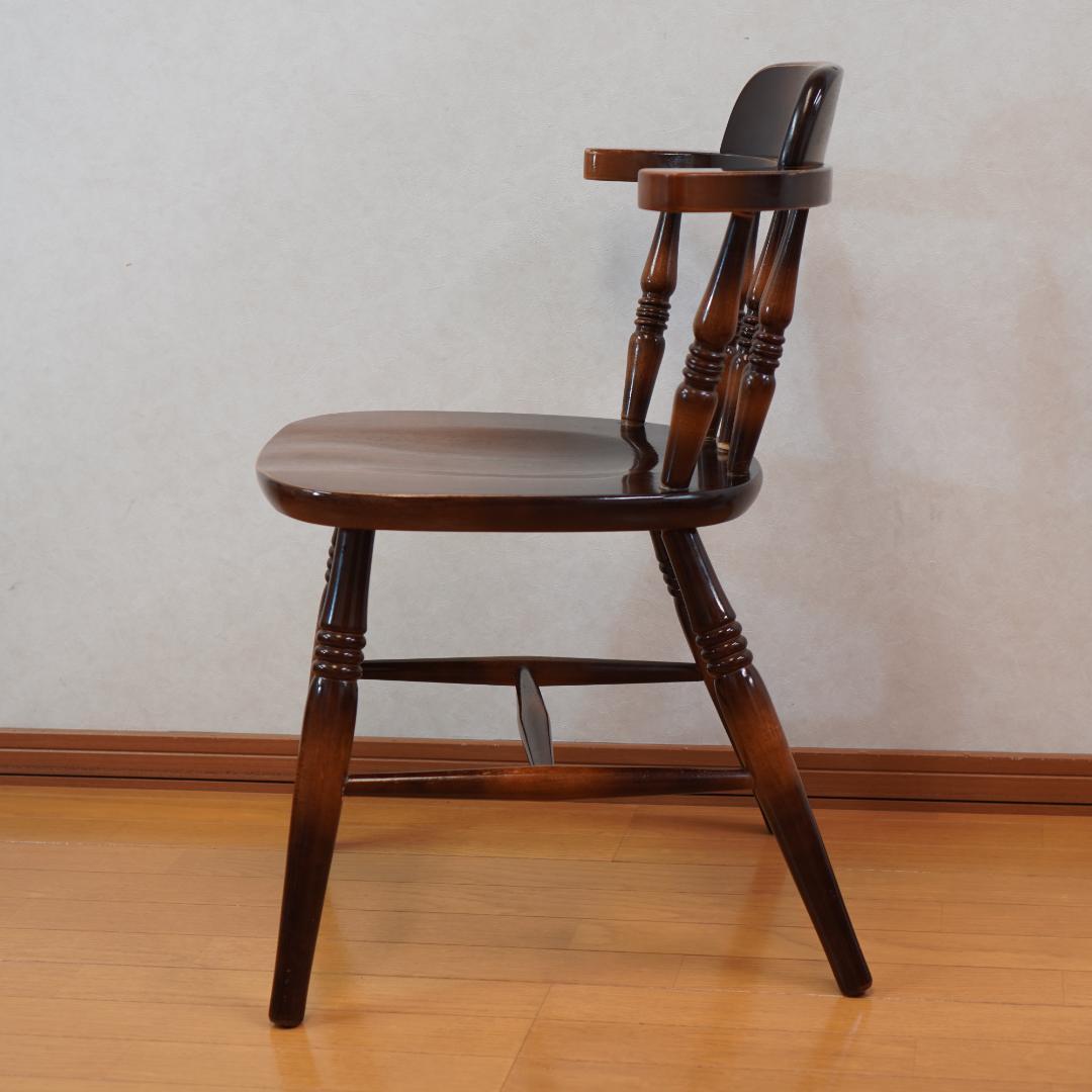 飛騨産業 キツツキマーク ウィンザーチェア アームチェア 木製 アンティーク 4