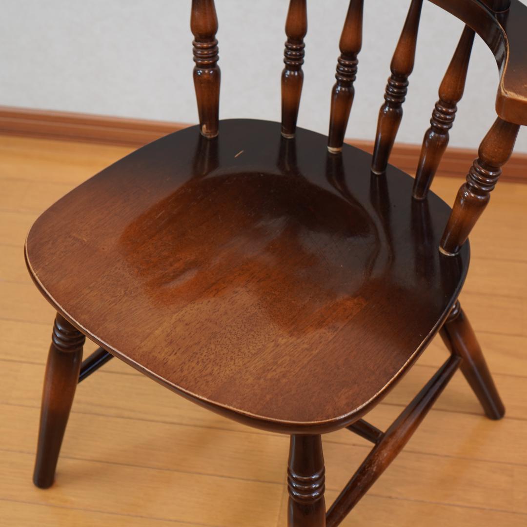 飛騨産業 キツツキマーク ウィンザーチェア アームチェア 木製 アンティーク 4