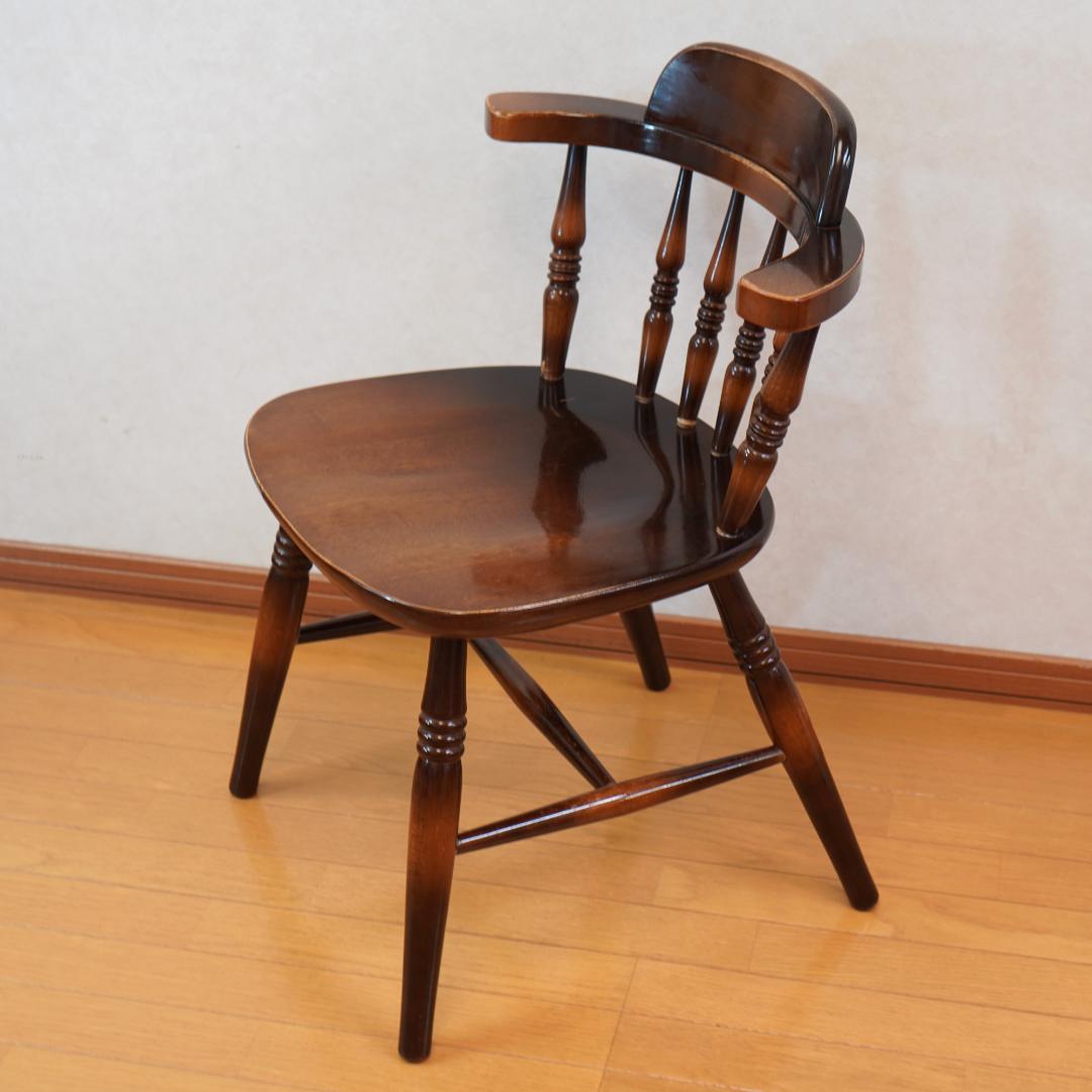飛騨産業 キツツキマーク ウィンザーチェア アームチェア 木製 アンティーク 4