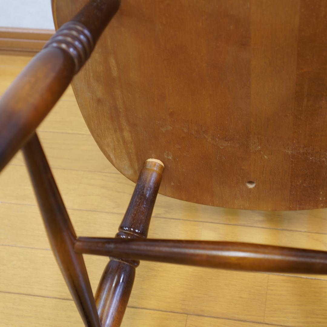 飛騨産業 キツツキマーク ウィンザーチェア アームチェア 木製 アンティーク 4