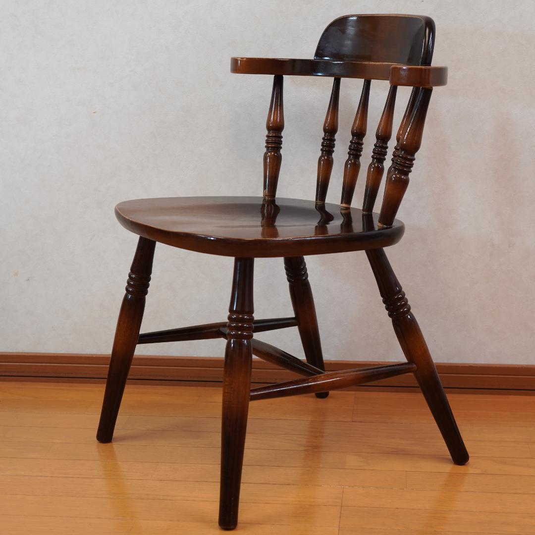 飛騨産業 キツツキマーク ウィンザーチェア アームチェア 木製 アンティーク 4