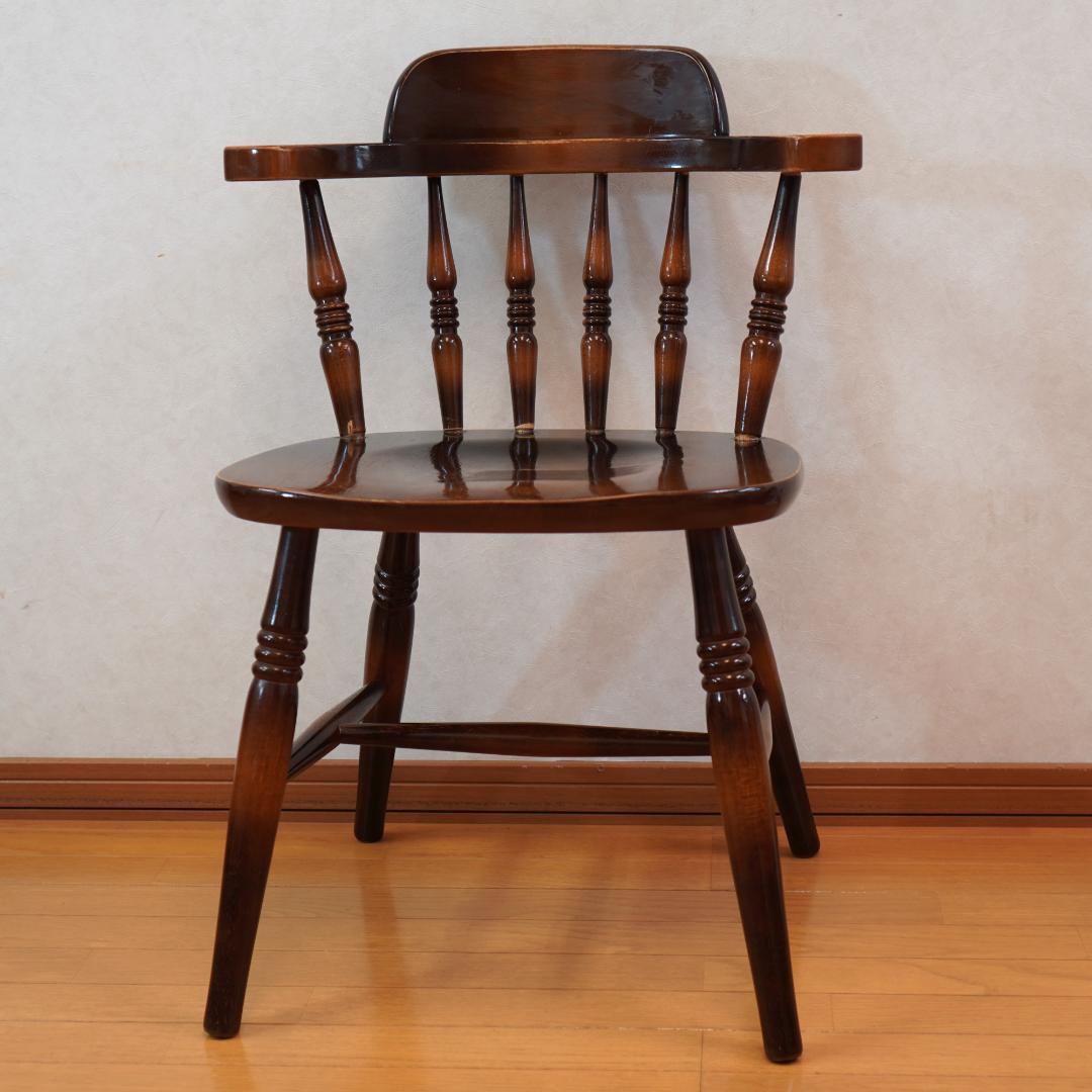 飛騨産業 キツツキマーク ウィンザーチェア アームチェア 木製 アンティーク 4