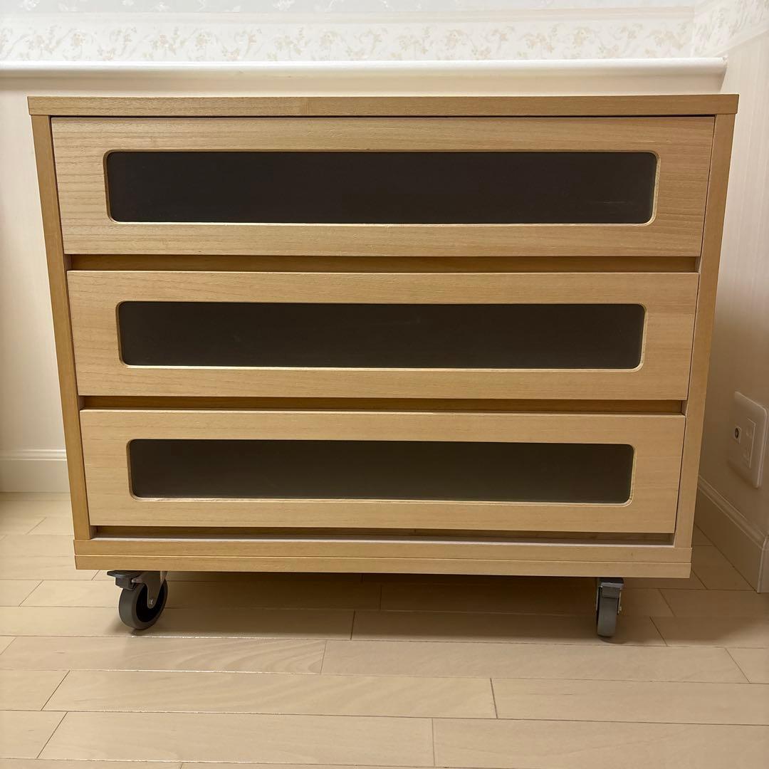 マールゼン　木製 （桐）3段チェスト キャスター付き