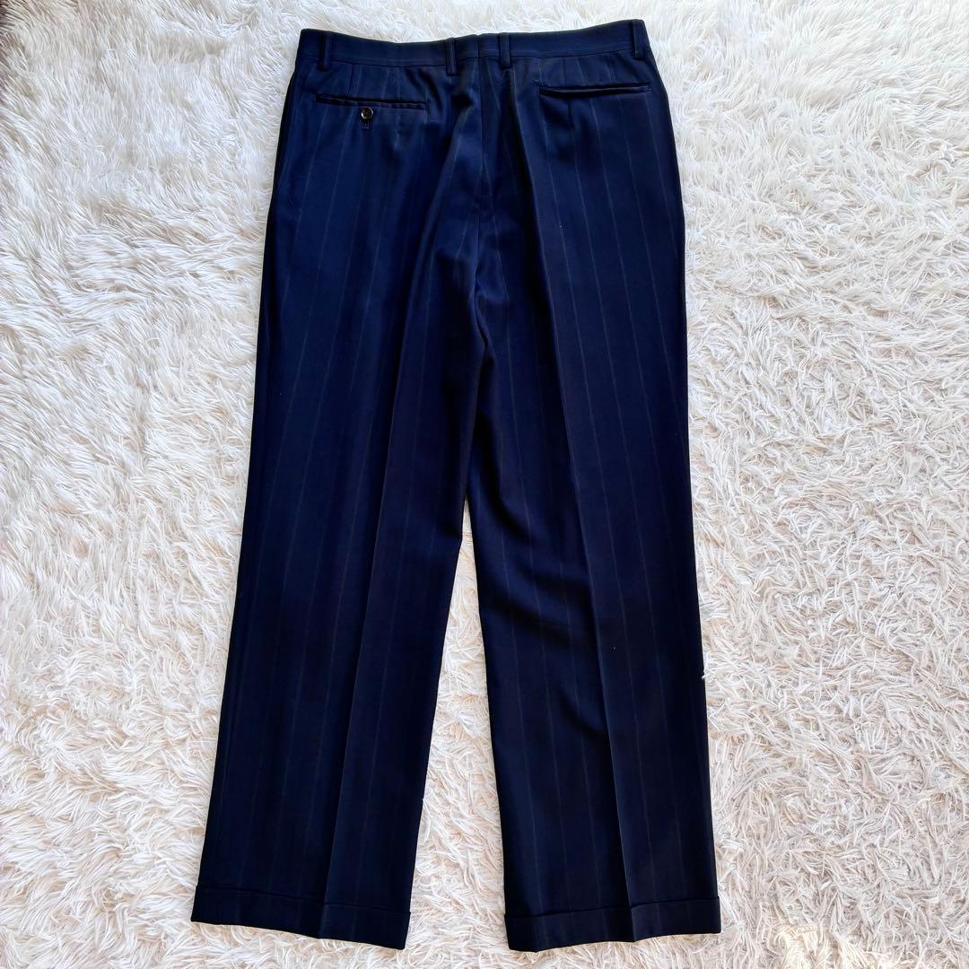 クリスチャンディオール　プレステージ　セットアップ　ダブル　紺　ストライプ