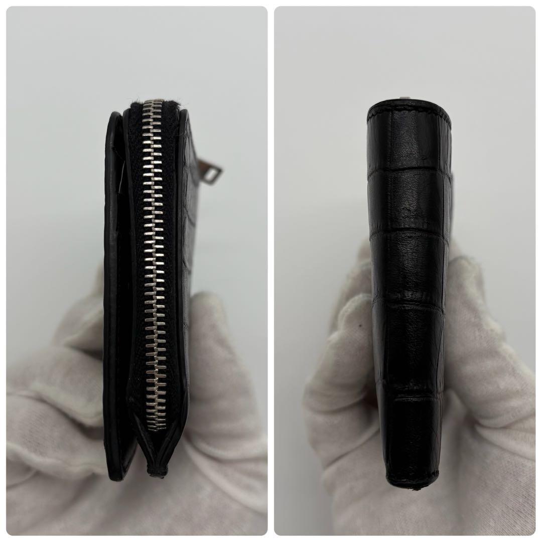 サンローラン パリ クロコダイル 型押し 二つ折り財布