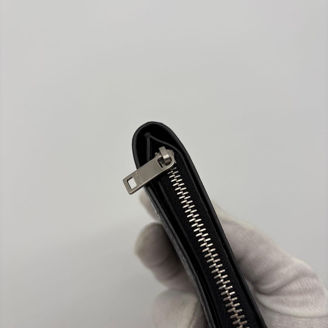 サンローラン パリ クロコダイル 型押し 二つ折り財布