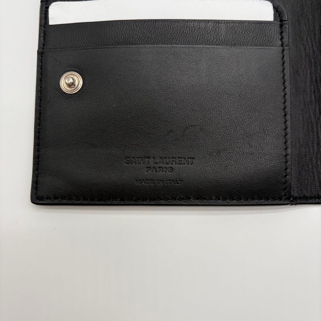 サンローラン パリ クロコダイル 型押し 二つ折り財布