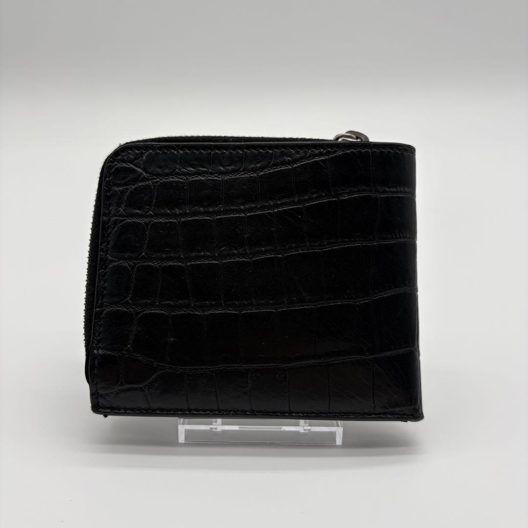 サンローラン パリ クロコダイル 型押し 二つ折り財布