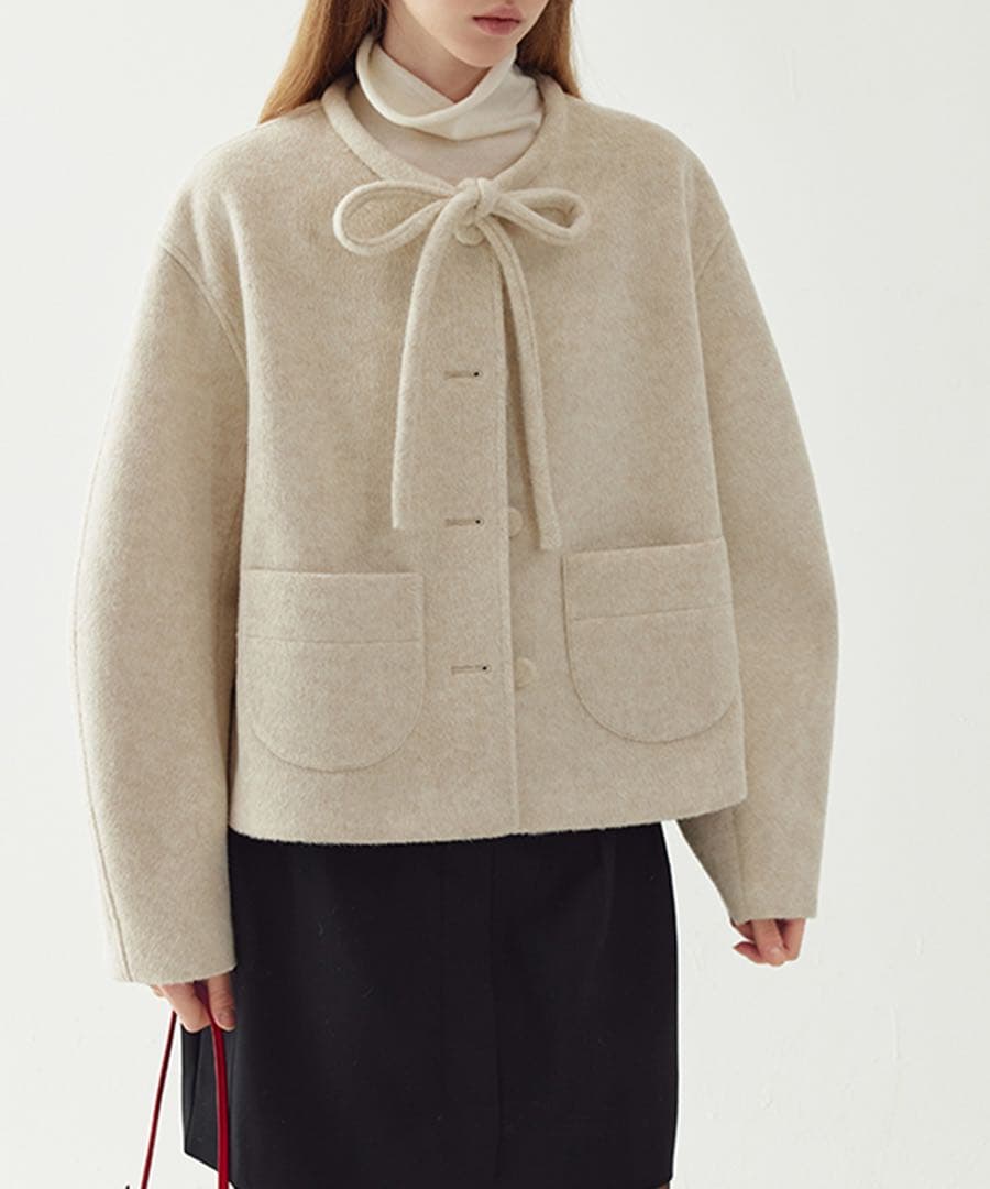 Fanostudios リボンタイ ショートウールコート FQ24W101 Ｓ