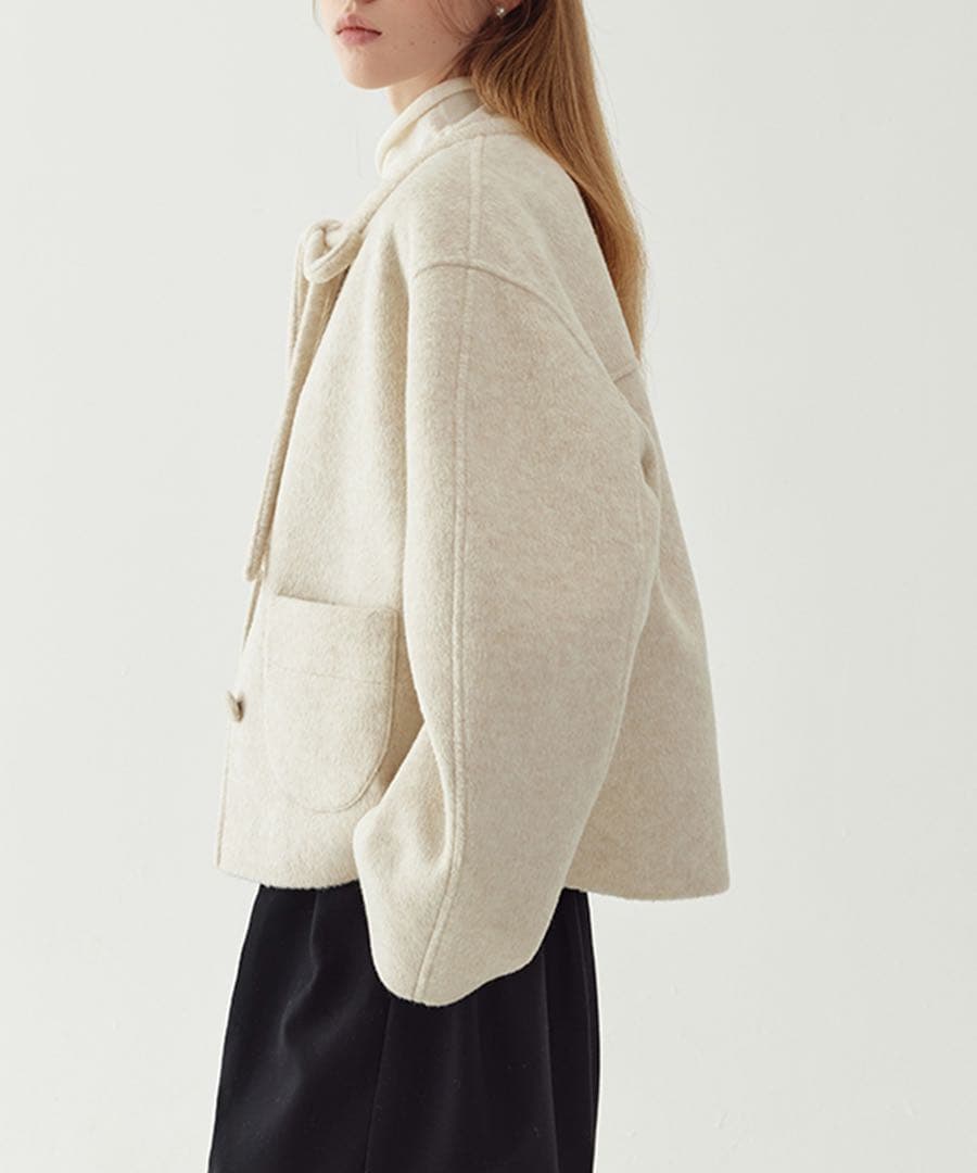 Fanostudios リボンタイ ショートウールコート FQ24W101 Ｓ