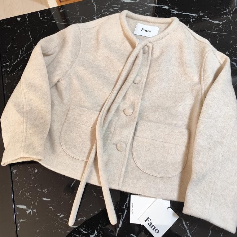 Fanostudios リボンタイ ショートウールコート FQ24W101 Ｓ