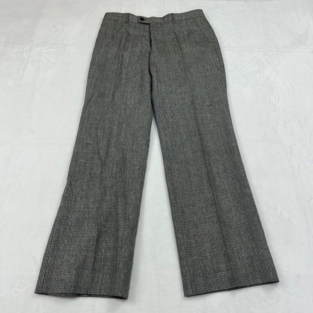 H58 L ランバン 麻 ウール シングル スーツ上下 グレー メンズ