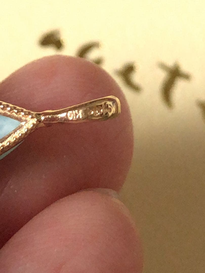 新品同様♡アガット K10 ラリマー.ダイヤモンド.チャーム　定価35200円