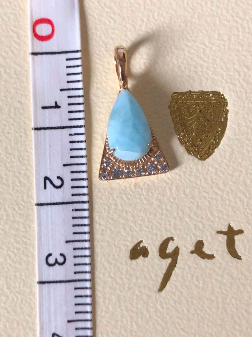 新品同様♡アガット K10 ラリマー.ダイヤモンド.チャーム　定価35200円