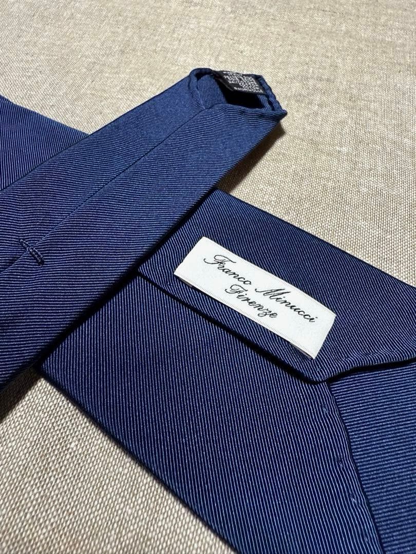 Franco Minucci／セッテピエゲ／ソリッドタイ／ネイビー／Italy製