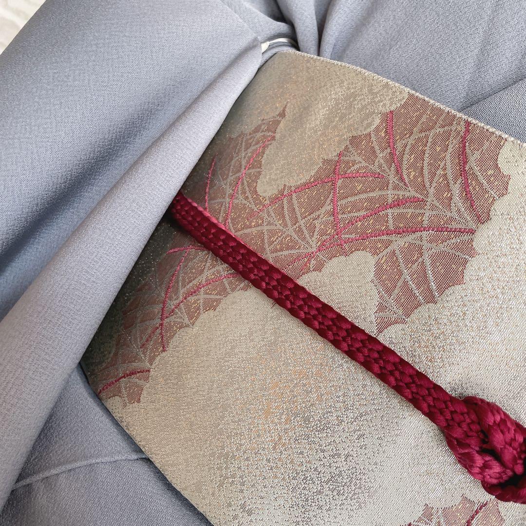 訪問着　帯　のみ　遠山紋様　梅の木　鶴　幔幕文　金彩加工　入学式　卒業式　H6