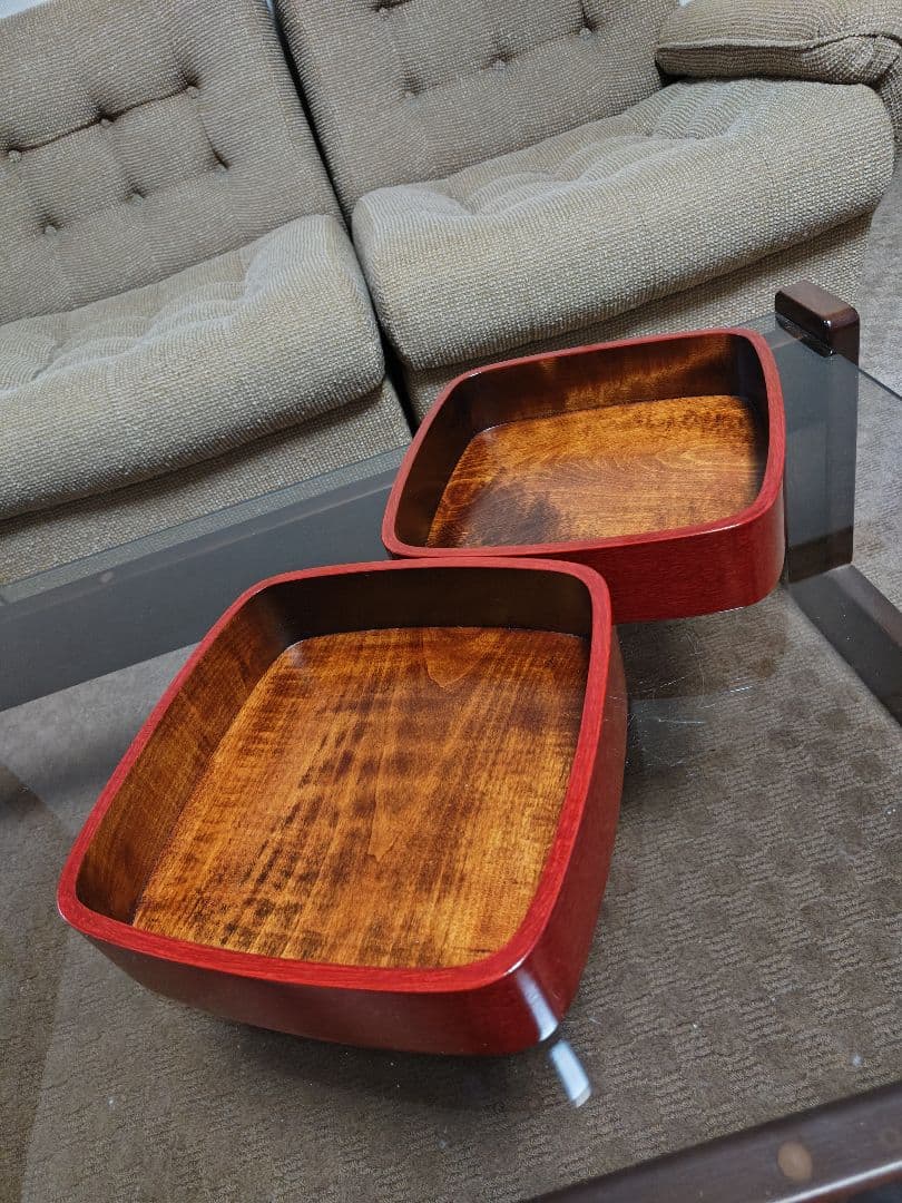 【香川漆器】8寸(24cm)四段角重(後藤塗、天然木くりぬき)