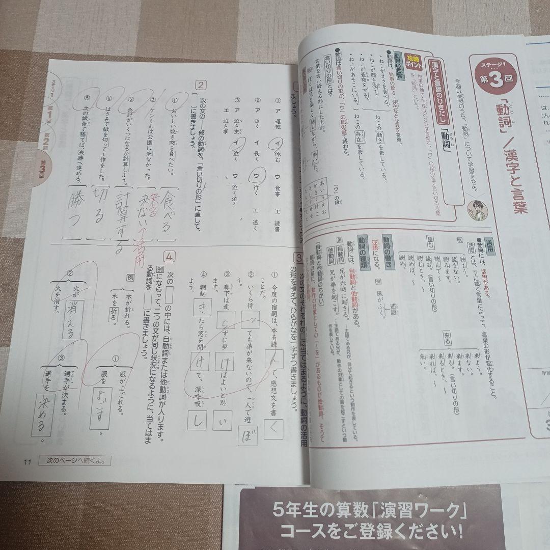 中学入試 授業テキスト・演習ワーク・答えの本　進研ゼミ４年12号セット