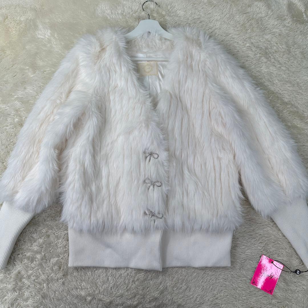 ✨新品未使用タグ付き✨Rady ファーブルゾン ホワイト リボン M