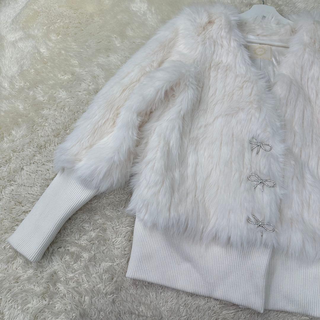 ✨新品未使用タグ付き✨Rady ファーブルゾン ホワイト リボン M