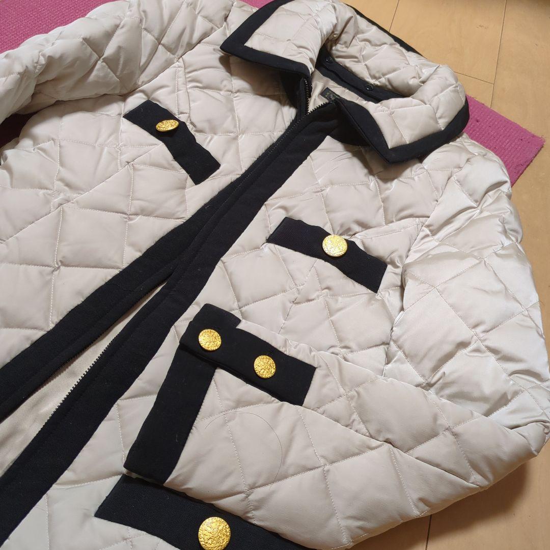 ☆マダムヒロコ　アイボリー キルティングロングダウンコート☆